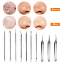 10PCS Blackhead Remover Pimple Extractor Tool, Comedone Pimple Extractor Tool, Acne Kit for Blackhead, Whitehead Popping, Curved Blackhead Tweezers Kit ZZAMG