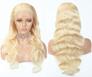 613 Blonde Lace Front Wig Human Hair Pre Plucked Bleached Knots 13x4 16" Brazilian Body Wave Lace Frontal Wig with Baby Hair 150% Density Light Blonde Human Hair Wigs for Black Women A8