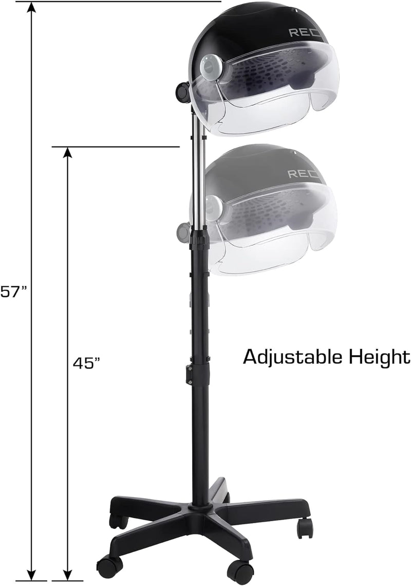 RED by Kiss 3000 Ceramic Stand Hood Dryer with Digital Timer, Adjustable Height, 360° Wheels, 3 Temp Settings, Quick Drying, Comfortable Hood, Ideal for Home & Salon Use Infinity Warehouse