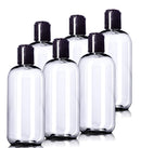 8oz Plastic Clear Bottles (6 Pack) BPA-Free Squeeze Containers with Disc Cap, Labels Included Aromine