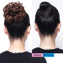 Observe your hair color outdoors! iLUU Wine Red Messy Hairpiece 2pcs/package Scrunchy Scrunchies Elastic Chignon Bun Hairpieces Updo Donut Wavy Synthetic Wig Hair Extensions Hair Bun iLUU
