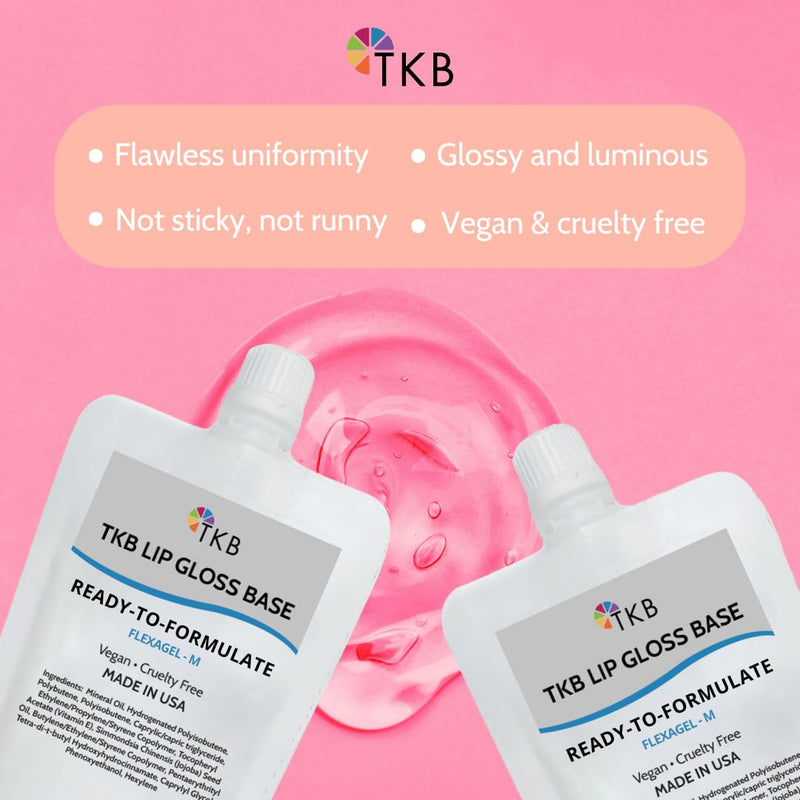 TKB Lip Gloss Base (Flexagel M)| Moisturizing, High Shine, Crystal Clear, Vegan and Cruelty free| Made in USA. (15 Ounce (Pack of 1)) Infinity Warehouse