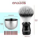 Anbbas 4in1 Vegan Style Synthetic Badger Hair Shaving Brush, Stainless Steel Shaving Stand Milk Shaving Soap and Bowl Set for Men Close Shave Kit Anbbas Store