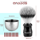 Anbbas 4in1 Vegan Style Synthetic Badger Hair Shaving Brush, Stainless Steel Shaving Stand Milk Shaving Soap and Bowl Set for Men Close Shave Kit Anbbas