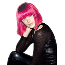 12 Inch Rose Pink Synthetic Wigs with Bangs, Colorful Cosplay Daily Party Wig for Women Natural As Real Hair+ Free Wig Cap Heat Resistant Fiber Short Straight Bob Magibrunette