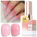 Double Rhythm Translucent Gel Polish Sheer Neutral Natural Light Milky Same Color Same Bottle 15ML Jelly UV Polish Nail Art DIY at Home (Jelly Nude Brown-A1492) Infinity Warehouse