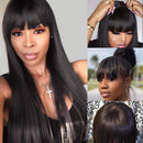 Short Human Hair Wigs with Bangs Brazilian Bob Straight Hair Virgin Human Hair Wigs for Black Women Short Straight Bob Wigs with Bangs Natural Black Wigs with Bangs YISEA Store