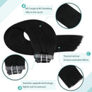Moresoo Seamless Hair Extensions Clip in Human Hair 14inch Black Hair Clip in Hair Extensions Remy Hair