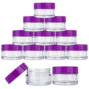 Beauticom 20 gram/20ml Empty Clear Small Round Travel Container Jar Pots with Lids for Make Up Powder, Eyeshadow Pigments, Lotion, Creams, Lip Balm, Lip Gloss, Samples (12 Pieces, Purple) Beauticom