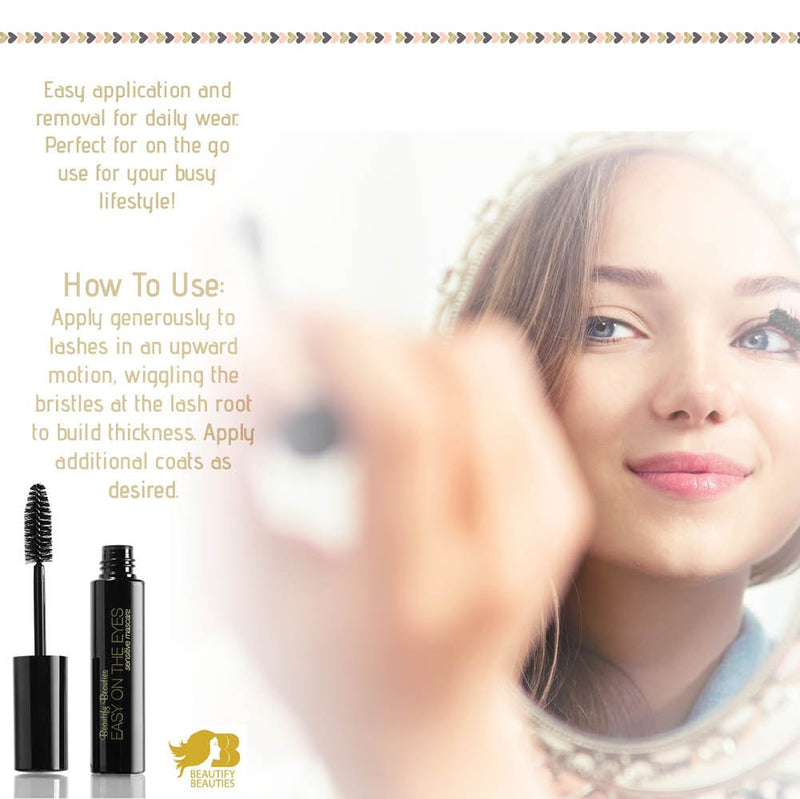 EASY ON THE EYES Sensitive Eye Mascara By Beautify Beauties - Hypoallergenic Mascara For Contact Lens Wearers – Non-irritating, Fragrance-free Mascara For Natural Looking Lashes- 0.35 oz (Navy) BeautifyBeauties