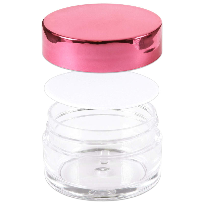 Beauticom 20g/20ml USA Acrylic Round Clear Jars with Lids for Lip Balms, Creams, Make Up, Cosmetics, Samples, Ointments and other Beauty Products (12 Pieces, Rose Gold Lid (Flat Top)) Beauticom