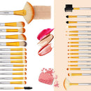 Champagne Makeup Brushes Set, Yuwaku Silver Foundation Powder Blush Eyeshadow Brushes Blending 32 Piece NO Shed Cruelty-Free Synthetic Fiber Bristles Cosmetic Brushes with Travel Case Daxstar