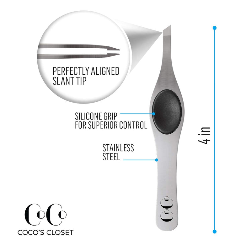 Cocos Eyebrow Tweezers for Women and Men | Tweezers Precision | Slanted Tweezers for Ingrown Hair and Splinters | Professional Facial Tweezers for Eyebrows and Hair Removal, 1 pack Coco's Closet