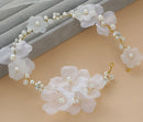 Bohemian Flowers Pearl Garland Bridal Wedding/Sweet Sixteen/Flower Girl/Quinceanera Crown Headdress (White Silk Flower) The Crafty Owl