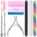 Nail File and Buffer- 3pcs Double Sided Nail File, Rectangular Nail Buffer, Buffer Block Sponge Polished, Nail Brush, Come with Cuticle Nipper and Pusher, Perfect Manicure Tool Kit for Shiny Nail HNYYZL