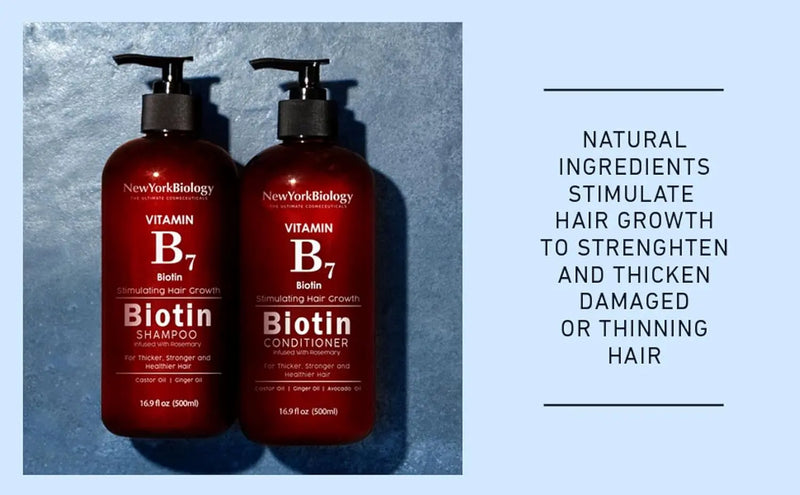 New York Biology Biotin Shampoo and Conditioner Set for Hair Growth and Thinning Hair - Thickening Formula for Hair Loss Treatment - For Men & Women - Anti Dandruff - 16.9 Fl Oz Infinity Warehouse