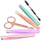 Eyebrow Tweezer Set, TsMADDTs 6 Pcs Tweezers Set for Women, Precision Tweezer for Eyebrows with Curved Scissors for Ingrown Hair, Hair Plucking Daily Beauty Tools with Leather Travel Case TsMADDTs