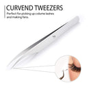 SRCKFIZ Eyelash Extension Tweezers Set Lash tweezers for Volume & Individual Eyelash Extensions Precision Stainless Steel Tweezers, Straight Pointed Dolphin Curved Tip Tweezers Lash Extension Supplies SRCKFIZ Store