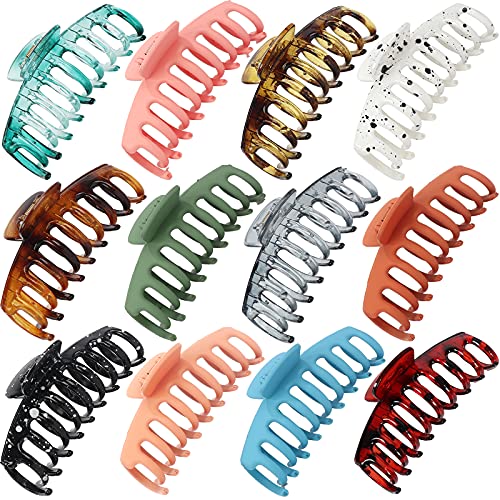 12 PCS Hair Claw Clips Large for Women and Girls,Non-slip Matte Hair Clips ,Strong Hold Thick Thin Hair styling Hair Accessories, Solid Trendcy Color Hair Jaw Clamp by Eathtek Eathtek