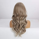 Esmee Blonde Ash Gray Long Wigs Heat Resistant Synthetic Cosplay Wavy Wigs with Bangs for Women Esmee