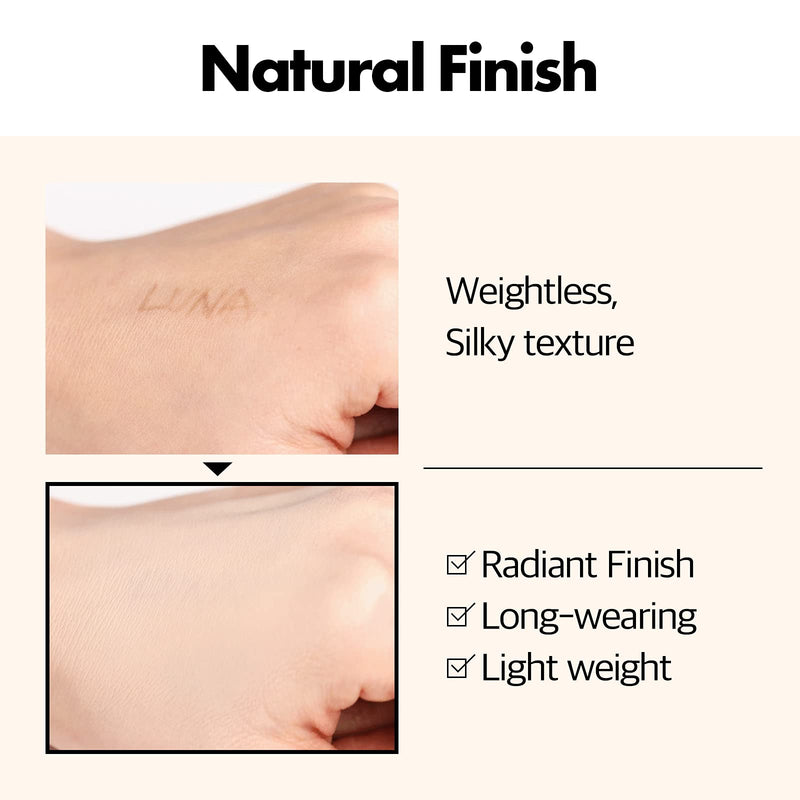 AEKYUNG LUNA 50-Hours Conceal Fixing Cushion Foundation Refill Included, Full Coverage SPF 50+ Korean Makeup