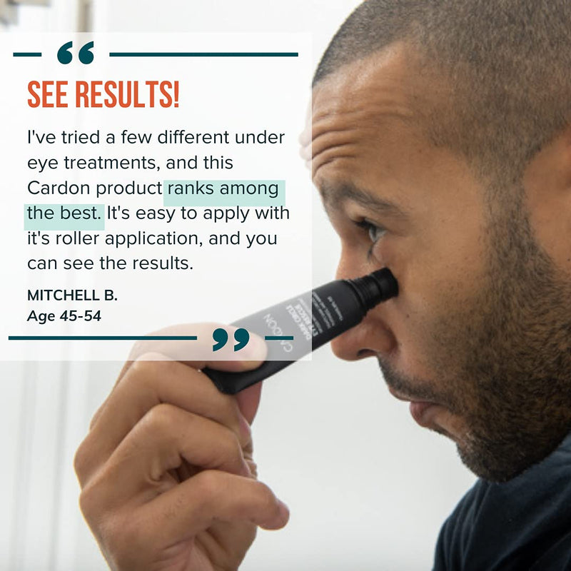 Cardon Dark Circle Eye Rescue for Men and Women | Under Eye Treatment for Dark Circles, Eye Bags, Wrinkles | Made with Peptides, Niacinamide, Hyaluronic Acid | Eye Roller Cardon