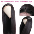 Beauty Forever T-Part Lace Front Wig Brazilian Virgin Human Hair Wig，Hand Tied Pre-plucked Straight T-Shape Lace Part Wig 150% Density Natural Color Middle Part Beauty Forever Store