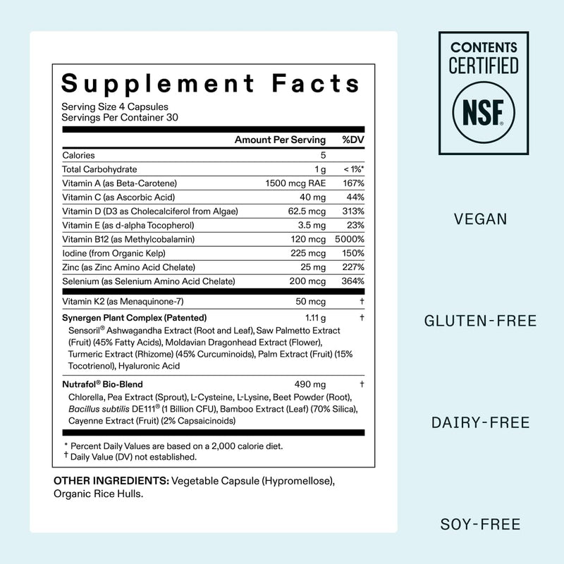 Nutrafol Women's Hair Growth Supplements, for Women 18-44 Years Old, Clinically Tested for Visibly Thicker, Stronger Hair, 100% Vegan Ingredients, Dermatologist Recommended - 1 Month Supply, 1 Pouch Infinity Warehouse