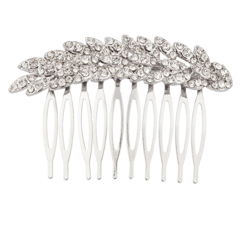 Lux Accessories Pave Crystal Leaf Branch Bridal Bride Bridesmaid Hair Comb LUX ACCESSORIES