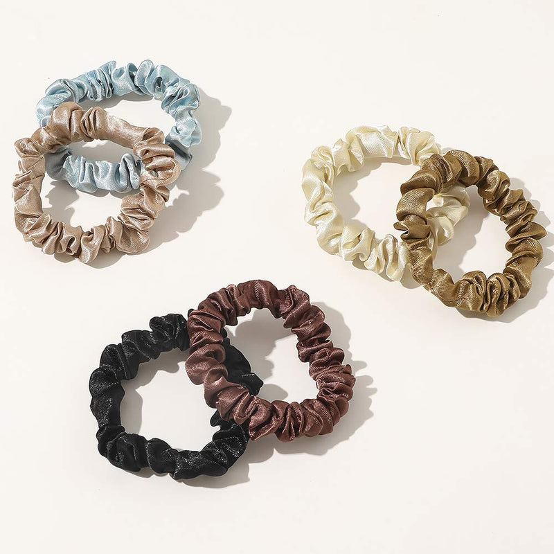 Scrunchies Silk Satin Hair Ties - Elestics Ponytail Holder Hair Bands Small Scrunchy For Thick Curl Hair No Crease Hair Ties Accessories Soft Ropes No Hurt Your Hair for Women and Girls Ivyu