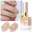 Double Rhythm Translucent Gel Polish Sheer Neutral Natural Light Milky Same Color Same Bottle 15ML Jelly UV Polish Nail Art DIY at Home (Jelly Nude Brown-A1492) Infinity Warehouse