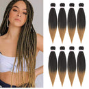 Pre stretched Braiding Hair Extensions For Braiding PreStretched Braiding Hair in 20inch 8Packs Synthetic EZ Braid Hair for Braiding hair Yaki Easy Braids Hair extensions Hair Hot Water Setting Professional Soft Hair(20inch,T1B/27) Royal Collection
