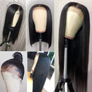 Wingirl Transparent Straight Lace Front Human Hair Wigs 13×4inch Lace Frontal Wig Pre Plucked with Baby Hair Natural Color (16inch, 220% denisty) Wingirl