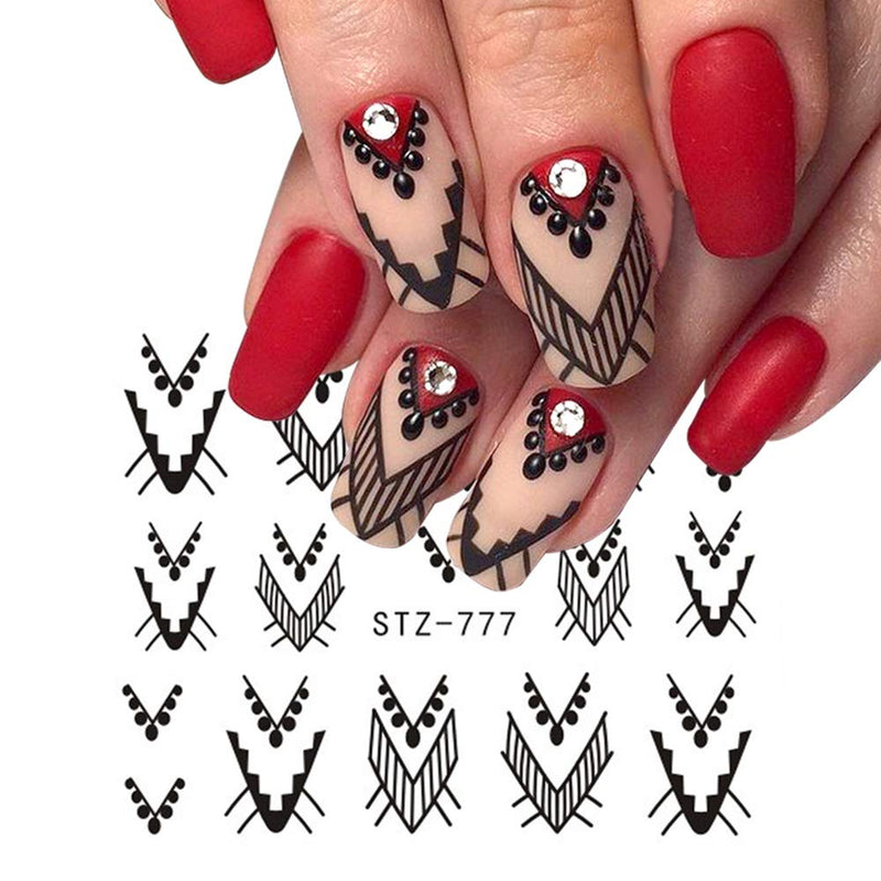 13 Sheets Black Nail Art Stickers Water Transfer Decals Nail Supplies Decorations Accessories with Flowers Necklace Jewelry Dream Catcher Feather Design Foil Tattoo for DIY Nail Manicure Tips ARTEM