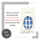Bodiy Coffin Press on Nails Blue Ombre Long Fake Nails Ballerina Full cover Bling Falses Nails for Women and Girls (Pieces of 24) BODIY
