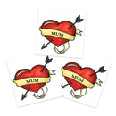 Mum Heart (3-Pack) | Skin Safe | MADE IN THE USA | Removable Fashiontats
