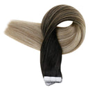 Fshine Tape in Hair Extensions Human Hair 22 Inch Tape in Balayage Hair Extensions Off Black 1B Fading to 8 And 22 Blonde Extensions 20 Pcs Invisible Tape in Hair Extensions 50 Gram Fshine Store