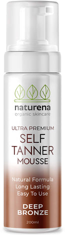 Naturena Self Tanner Tanning Mousse with Organic & Natural Ingredients, Tanning Lotion, Sunless Tanning Lotion for Darker Bronzer Skin, 6.7 Fl Oz NATURENA