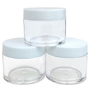 Beauticom 12 Piece 1 oz. USA Acrylic Round Clear Jars with Flat Top Lids for Creams, Lotions, Make Up, Cosmetics, Samples, Herbs, Ointments (12 Pieces Jars + Lids, WHITE) Beauticom