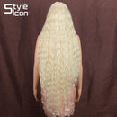 Style Icon 41" Lace Front Wigs Long Wavy Synthetic Wigs with Baby Hair Half Hand Tied 130% Density Wigs (1.5"4" Simulated Scalp, 613) Style Icon Store