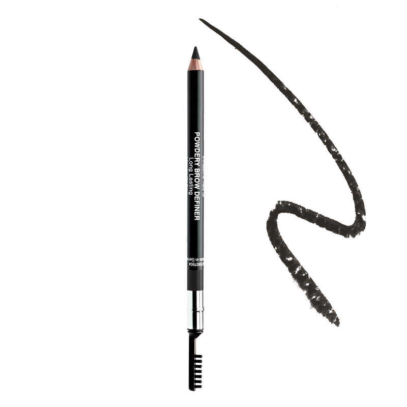 Radiant Professional Powdery Brow Definer - Eyebrow Pencil With Powdery Texture & Matte Finish For Perfect Naturally Defined Brows - Long Lasting Brow Filler With Comb - 1.19g (06 BLACK) RADIANT PROFESSIONAL MAKE UP / HELLENICA