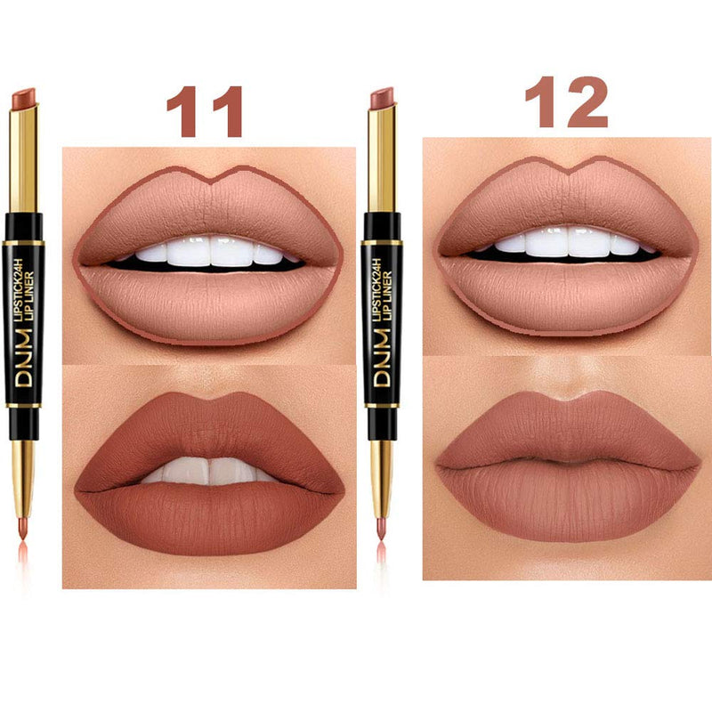 6Pcs Lip Liner and Lipstick Makeup Set,DNM Nude Matte Mat Matt Lipstick 24H and Lip Liner Set Matt Liquid for Black Mature Women Waterproof Long Lasting 24 Pens Lipstick Matte Kit with Lip liners 01 evpct