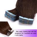 40 Pieces Rooted Tape in Hair Extensions Medium Brown 12inch Tape on 100% Remy Human Hair Long Straight Seamless Skin Weft Invisible Double Sided for Women 12inch=80g
