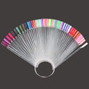 JASSINS 100 Pcs Clear Fan-shaped False Nail Swatch Sticks Nail Polish Practice Display Art Tips Nail Sample Sticks With Metal Split Ring JASSINS