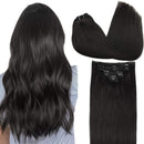 GOO GOO Clip in Hair Extensions Human Hair Natural Black 22 Inch 120g 7pcs Remy Hair Extensions Real Natural Hair Straight Thick GOO GOO Store