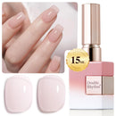 Double Rhythm Translucent Gel Polish Sheer Neutral Natural Light Milky Same Color Same Bottle 15ML Jelly UV Polish Nail Art DIY at Home (Jelly Nude Brown-A1492) Infinity Warehouse