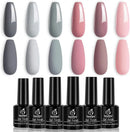 Beetles BRIDESMAID BEAUTY Classic Gel Nail Polish Set - Nude Gray Pink 6 Colors Gel Polish Kit Popular Nail Art Design Soak Off LED Lamp Nail Polish Gel Manicure Kit Holiday Git Set beetles Gel Polish
