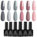 Beetles Bridesmaid Beauty Classic Gel Nail Polish Set - Nude Gray Pink 6 Colors Wedding Gel Polish Kit Popular Nail Art Design Soak Off LED Lamp Nail Polish Gel Manicure Kit New Year Holiday Gifts Set beetles Gel Polish