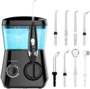 TUREWELL Water Flossing Oral Irrigator, 600ML Dental Water Teeth Cleaner 10 Adjustable Pressure, Electric Dental Pick Flosser for Teeth/Braces, 8 Water Jet Tips for Family (Black) TUREWELL