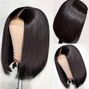 ISEE Hair Short Bob Wigs Human Hair Lace Closure Wigs Brazilian Virgin Human Hair Straight Bob Lace Front Wigs For Black Women Pre Plucked with Baby Hair Natural Black 12 Inch ISEE